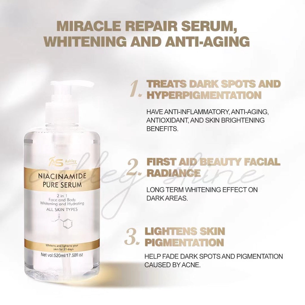 Ashley Shine 520ml Pure Serum NIACINAMIDE Face and Body Moisturizes Whitening Skincare