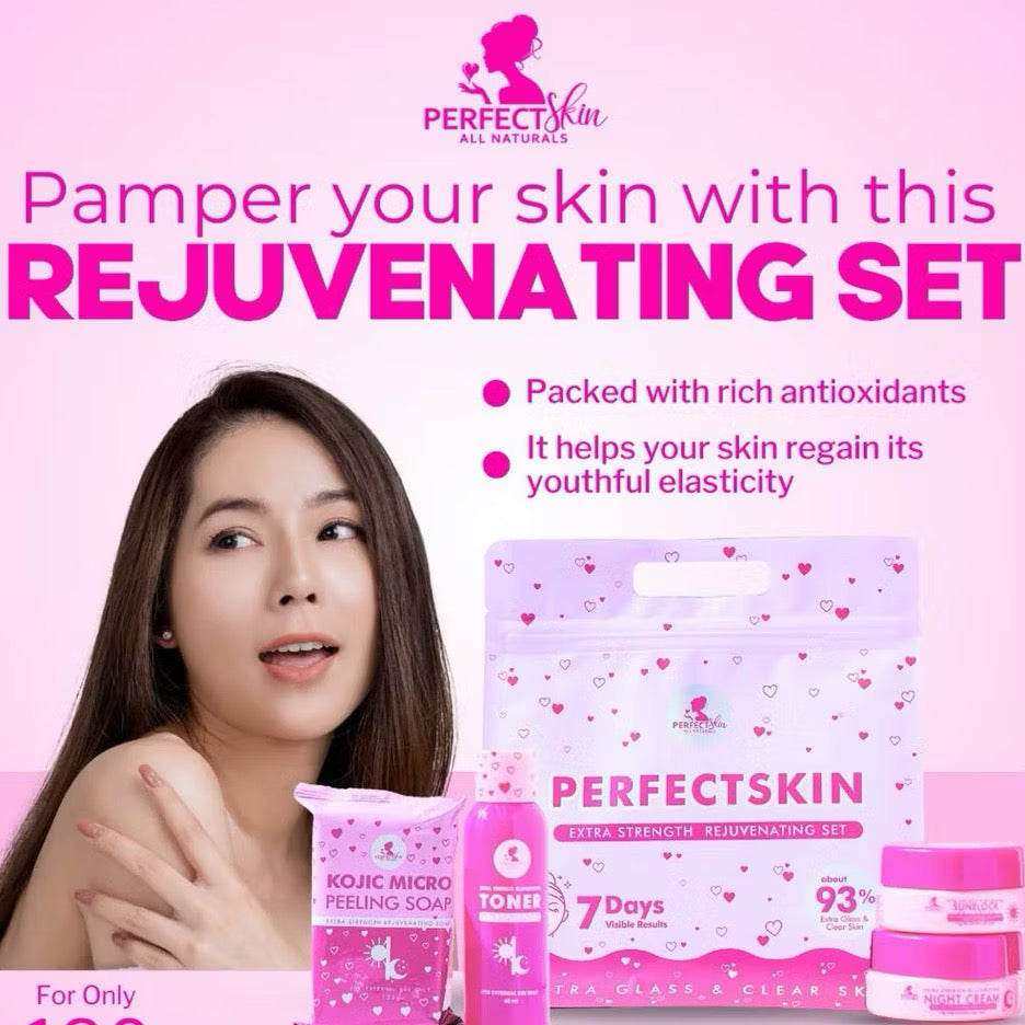 Perfect Skin Renewal Set | Whitening Kojic Soap, Toner, Sunblock & Night Cream