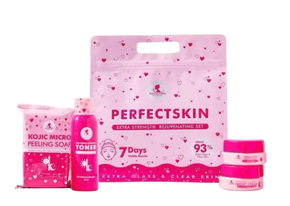 Perfect Skin Renewal Set | Whitening Kojic Soap, Toner, Sunblock & Night Cream