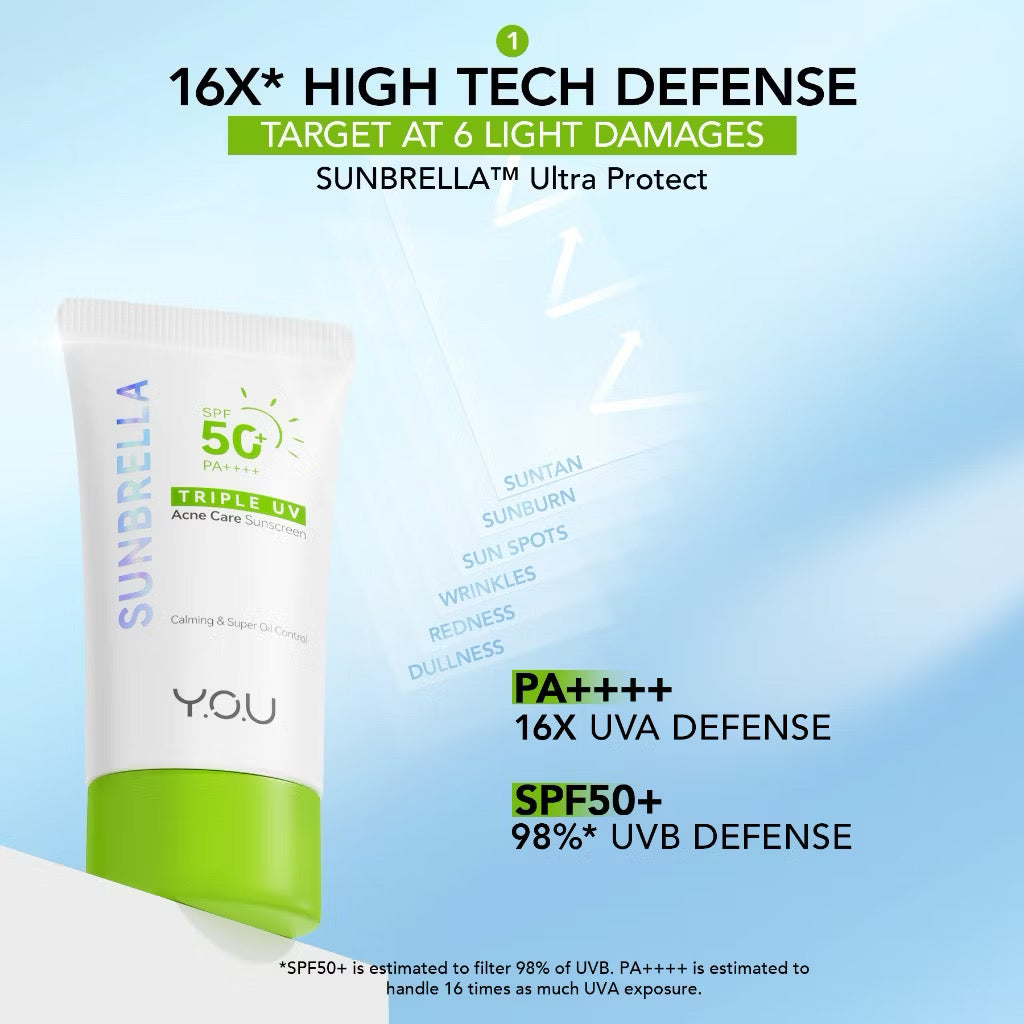 Y.O.U Sunbrella Triple UV Acne Care Sunscreen SPF50+ PA++++