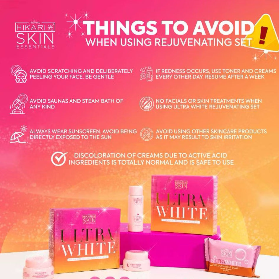 Ultra white rejuvenating set by hikari skin essentials for brightening and acne control