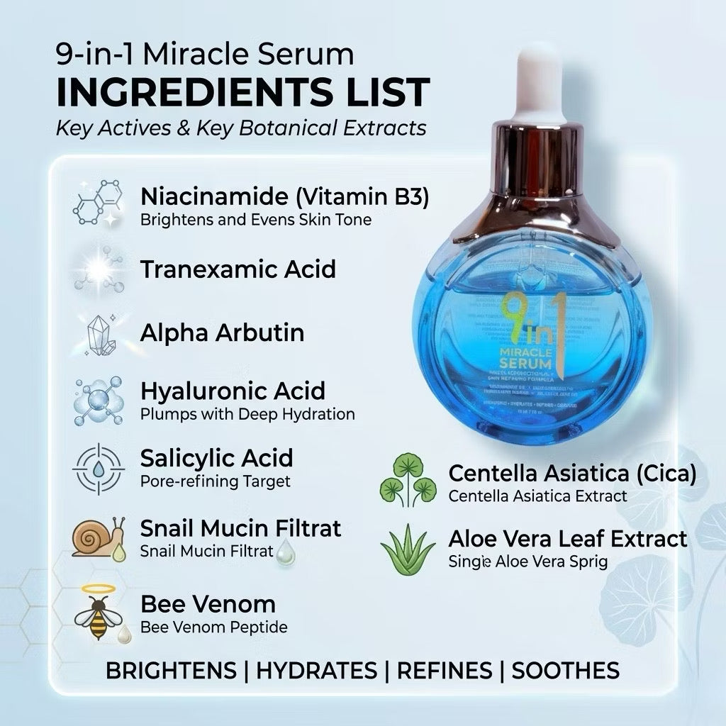 Hikari 9-in-1 Miracle Serum: Complete All-in-One Skin Revitalizer (30ml)